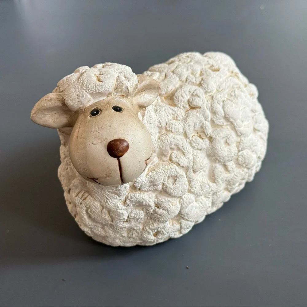 Resin Sheep Resting Lamb Art Pottery Garden Farm Nursery Decor Baby Shower Gift
